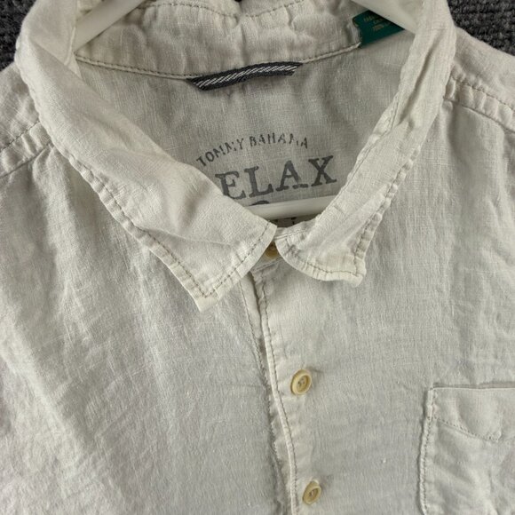 Tommy Bahama 2XL Point Linen White Resort Pocket Men Casual Solid Beach Shirt - Picture 2 of 14